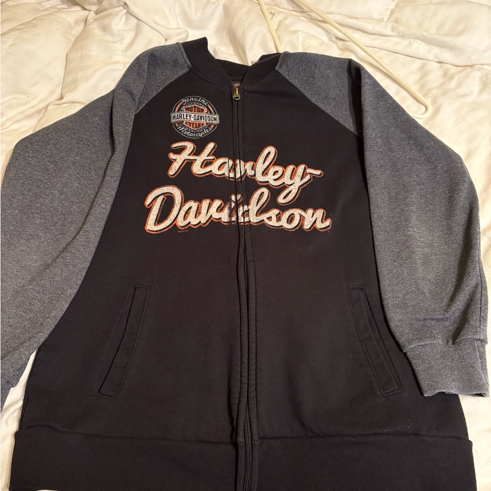 Harley-Davidson Black and Gray Zip-Up Jacket